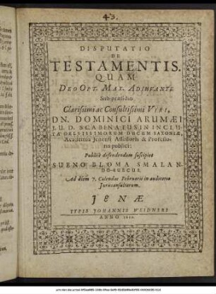 Disputatio De Testamentis