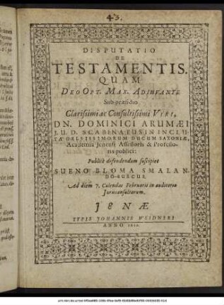 Disputatio De Testamentis