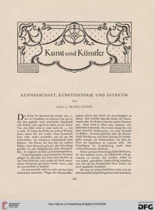 Kennerschaft, Kunsthistorie und Ästhetik