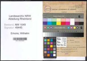 Entnazifizierung Wilhelm Emons , geb. 24.08.1902 (Cellist)