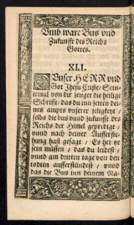 Umb ware Bus und Zukunfft des Reichs Gottes. XLI.