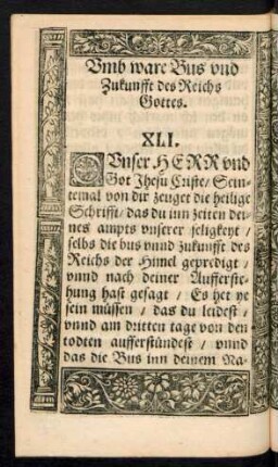 Umb ware Bus und Zukunfft des Reichs Gottes. XLI.