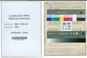 Entnazifizierung Hans Hoffmann , geb. 04.02.1898 (Wachtmeister)