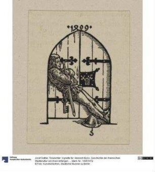 Torwächter. Vignette für: Heinrich Boos. Geschichte der rheinischen Städtekultur von ihren Anfängen bis zur Gegenwart mit besonderer Berücksichtigung der Stadt Worms. Teil 4, Berlin: Stargardt 1901