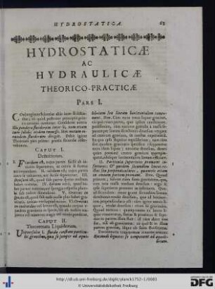 Hydrostatica Ac Hydraulica Theoretico-Practica.