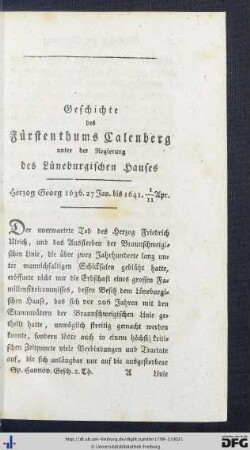 Geschichte der Regierung Herzog Georgs von 1635 bis 1641.