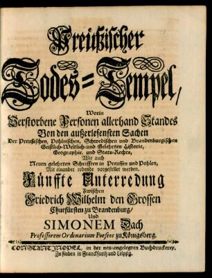 Preüßischer Todes-Tempel. Fünffte Unterredung