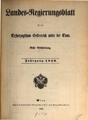 Landes-Regierungsblatt für das Erzherzogthum Oesterreich unter der Enns. 1859