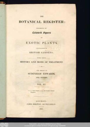 11: The Botanical register : consisting of coloured figures of exotic plants