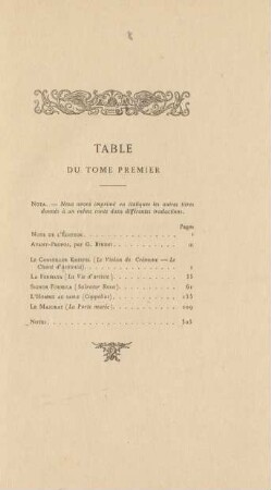 Table du tome premier