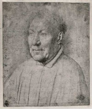 Portrait Niccoló Albergati, Kardinal von Sta. Croce, Erzbischof von Bologna (1431, J. v. Eyck; Silberstiftzeichnung; 21 x 18 cm; Staatliche Kunstsammlungen Dresden (SKD))