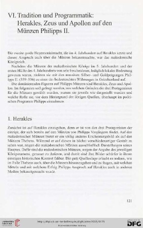 VI. Tradition und Programmatik: Herakles, Zeus und Apollon auf den Münzen Philipps II.