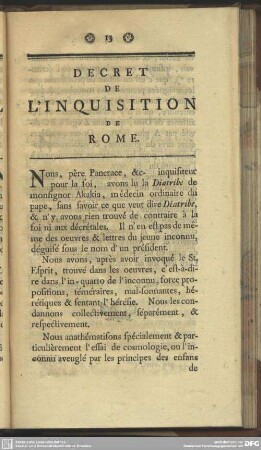 Decret De LʾInquisition De Rome