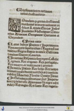Divisiones decem nationum totius christianitatis.
