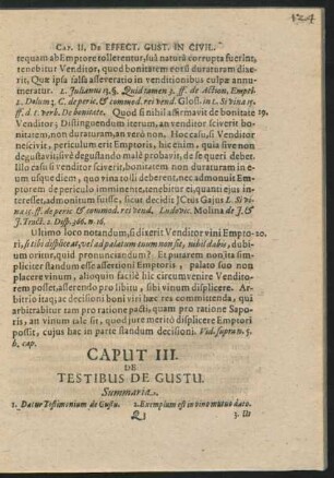 Caput III. De Testibus De Gustu.