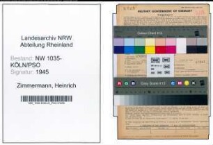 Entnazifizierung Heinrich Zimmermann , geb. 02.05.1909 (Streckenarbeiter)