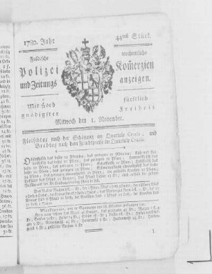 44tes Stück., Ausgabe vom 1. November 1780