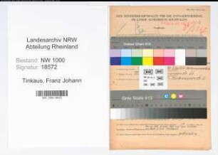 Entnazifizierung Franz Johann Tinkaus, geb. 08.03.1903 (Schreiner)