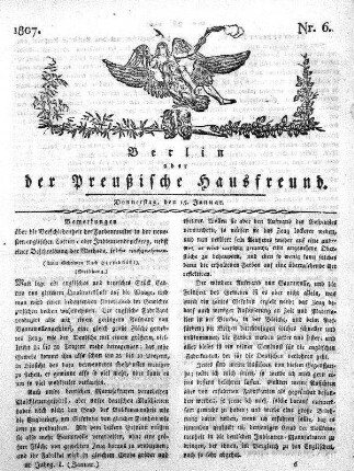 Nr. 6., 15. Januar 1807