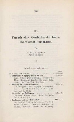 III. Versuch einer Geschichte der freien Reichsstadt Gelnhausen.