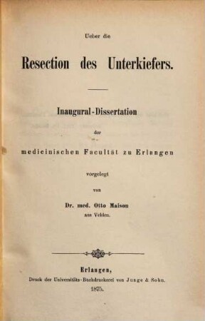 Über die Resection des Unterkiefers