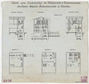 Technische Zeichnung : Projekt zum Wiederaufbau der Mahlmühle und Turbinenanlage des Herrn Schultz, Rothentormühle bei Wismar