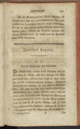 §. I. Von der Wassersucht nach Blutflüssen.
