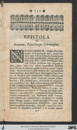Epistola ad Senatum, Populúmque Coloniensem.