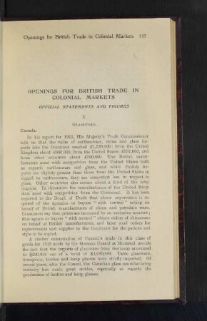 Openings for British Trade in Colonial Markets