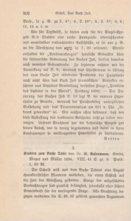 502-503 [Rezension] Rosenmann, M., Studien zum Buche Tobit