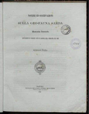 Mem. 2: Risultamento Di Ricerche Fatte In Sardegna Nella Primavera Del 1882