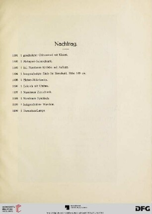 Nachtrag (Nr. 1191-1200)