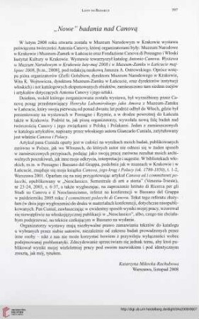 70: "Nowe" badania nad Canovą