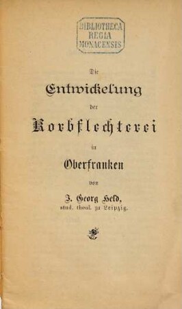 Festschrift herausgegeben zum Korbmacher-Jubiläum : 1795 - 1896