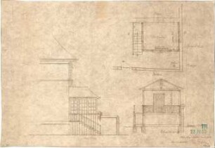 Fischer, Theodor; München - Laim; Haus Schätz - Veranda (Grundriss); Nordseite (Ansicht); Schnitt