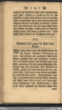 XXX. Besondre Cur gegen die Felle derer Augen