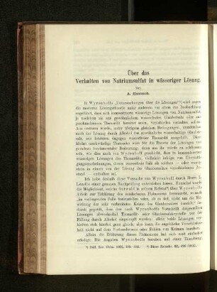 Über das Verhalten von Natriumsulfat in wässeriger Lösung.