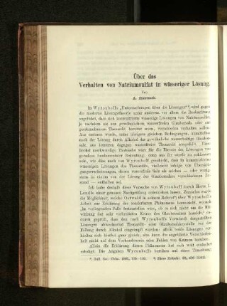 Über das Verhalten von Natriumsulfat in wässeriger Lösung.