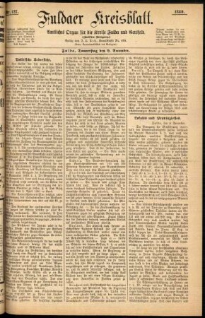 Erste Ausgabe vom Donnerstag, den 09. Dezember 1880.