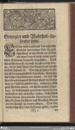 Geneigter und Wahrheit-liebender Leser