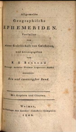 Allgemeine geographische Ephemeriden. 21. 1806