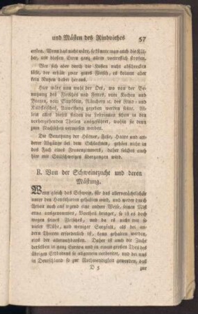 B. Von der Schweinezucht und deren Mästung
