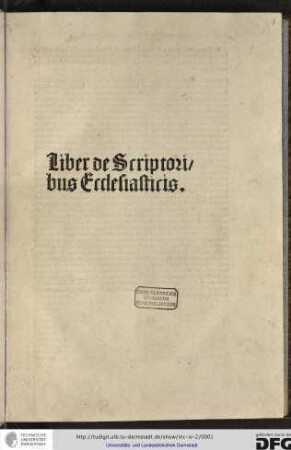 Liber de scriptoribus ecclesiasticis.