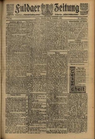 Dritte Ausgabe vom Dienstag, den 16. November 1909.