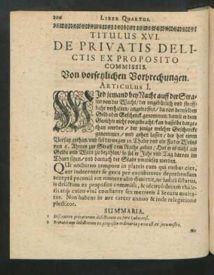 Titlus XVI. De Privatis Delictis Ex Proposito Commissis. Von vorsetzlichen Vorbrechungen.