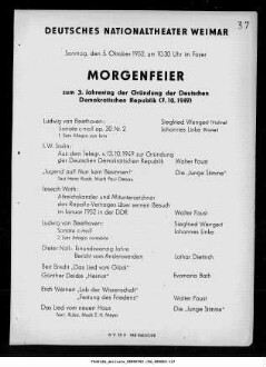 Morgenfeier zum 3. Jahrestag der Gründung der Deutschen Demokratischen Republik