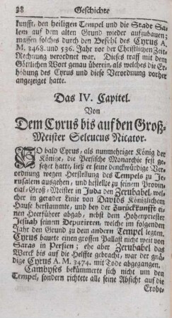 Das IV. Capitel. Von dem Cyrus bis auf den Groß-Meister Seleucus Ricator.