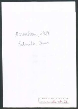 Schmitz, Bruno, Berlin-Charlottenburg, an Wichert
