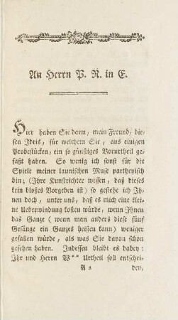 An Herrn P. R. in E.
