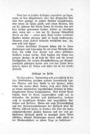 Festtage im Felde.